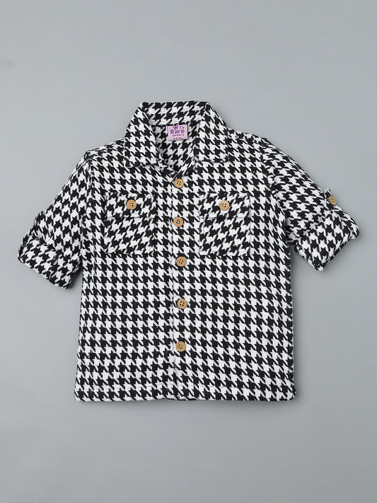 Boys Black & White Checked Shirt