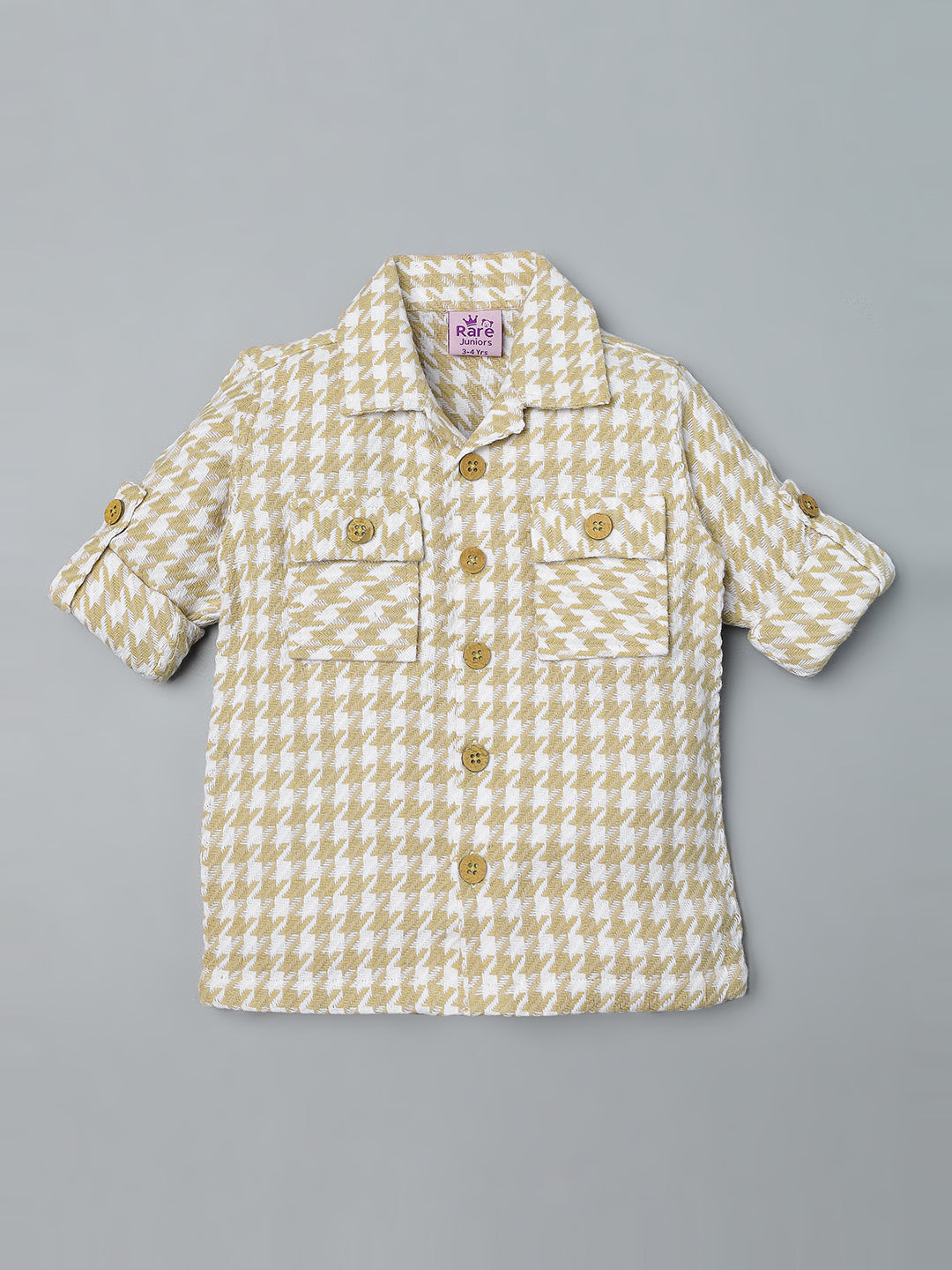 Boys Beige Checked Cotton Shirt