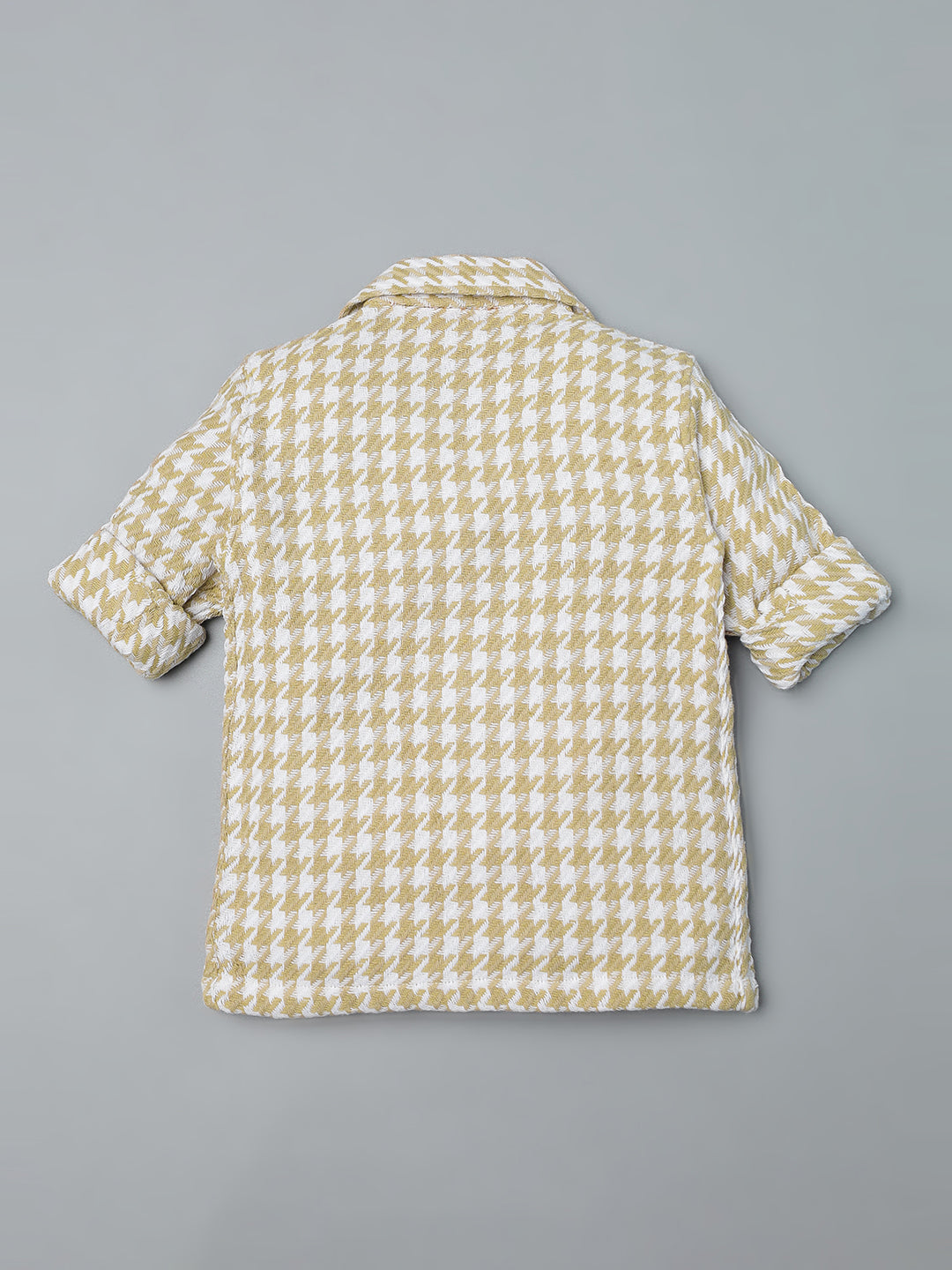 Boys Beige Checked Cotton Shirt