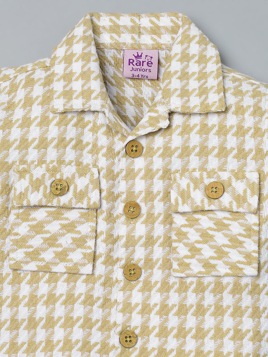 Boys Beige Checked Cotton Shirt