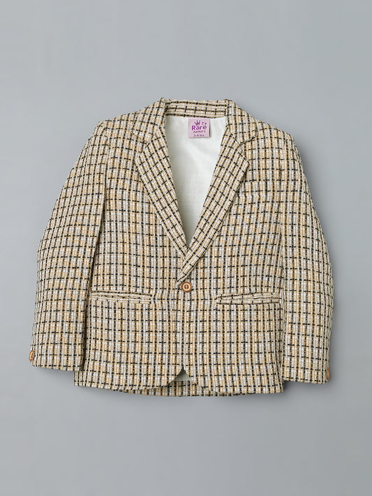Boys Beige Check Blazer