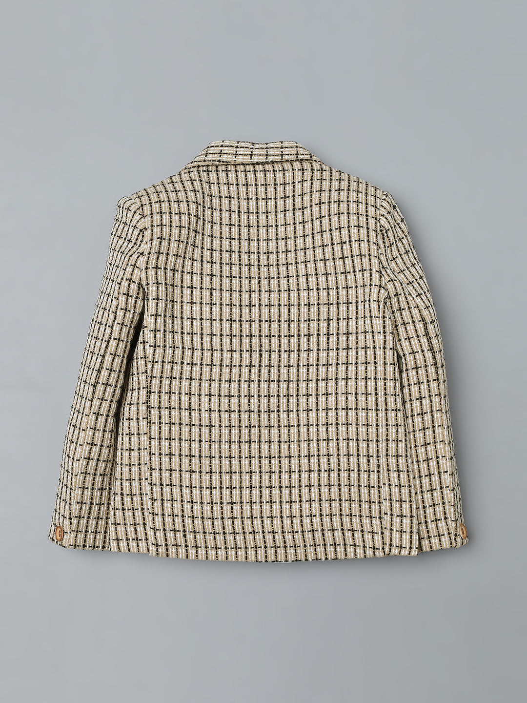 Boys Beige Check Blazer