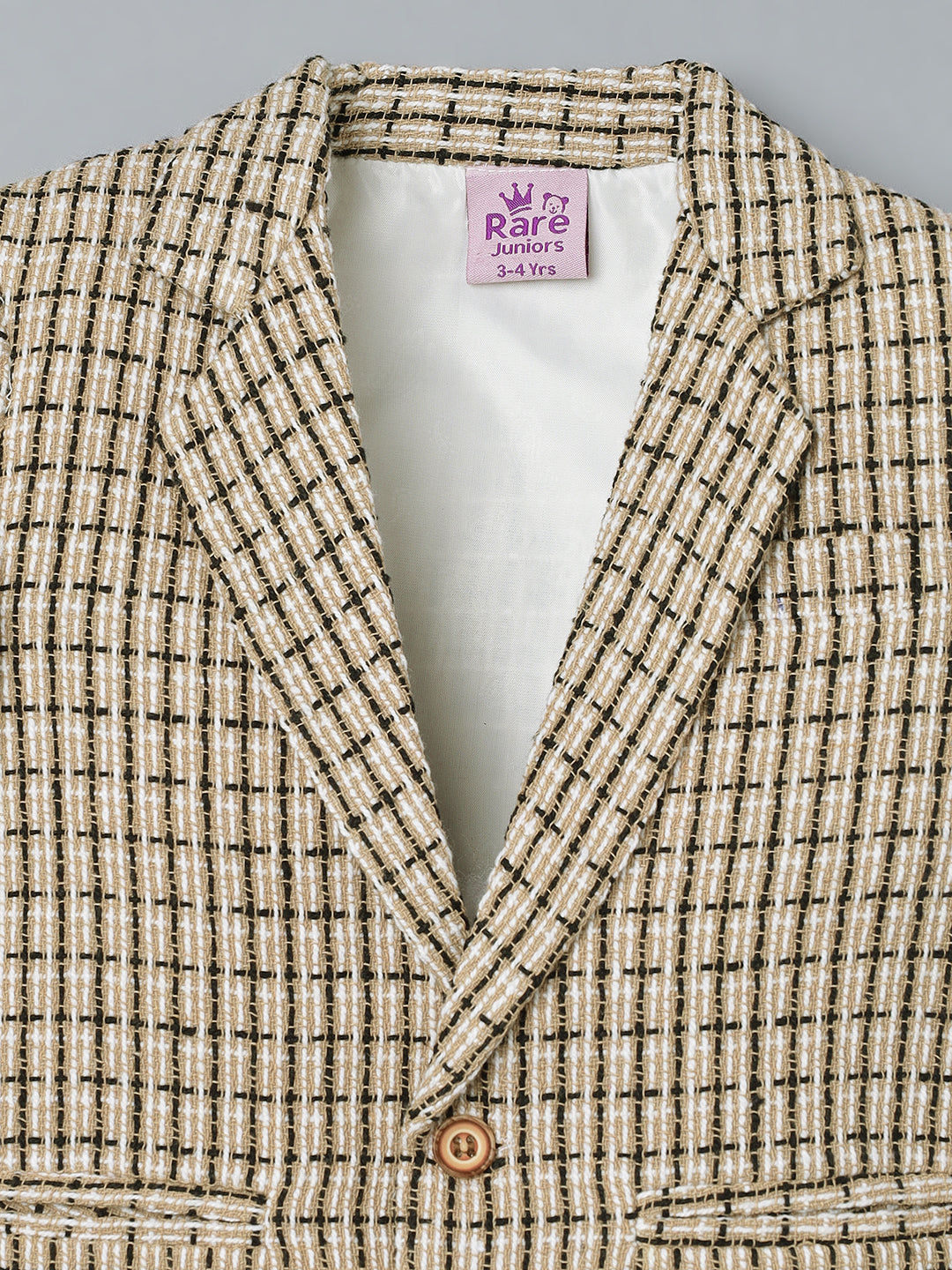 Boys Beige Check Blazer