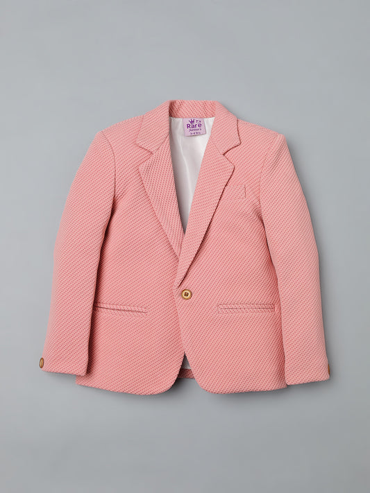 Boys Smart Pink Textured Blazer