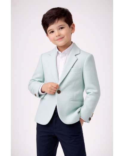 Boys Mint Green Textured Blazer