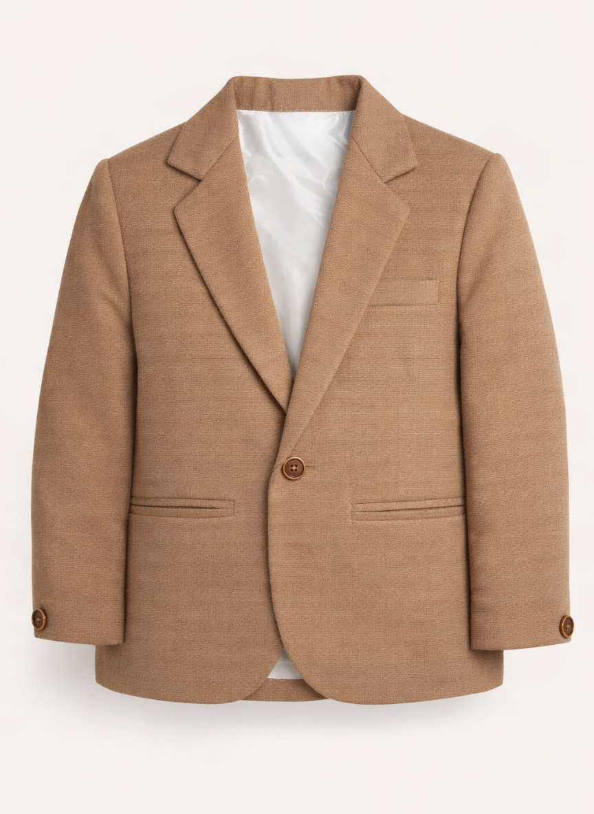 Boys Brown Solid Blazer