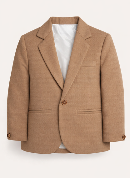 Boys Brown Solid Blazer