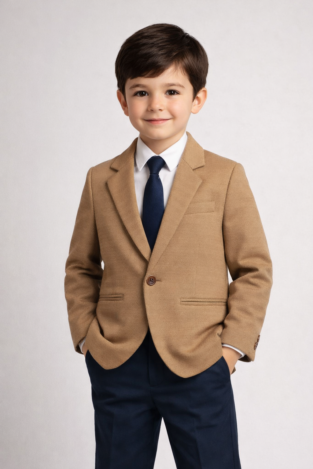 Boys Brown Solid Blazer