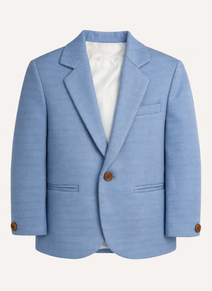 Boys Light Blue Solid Blazer