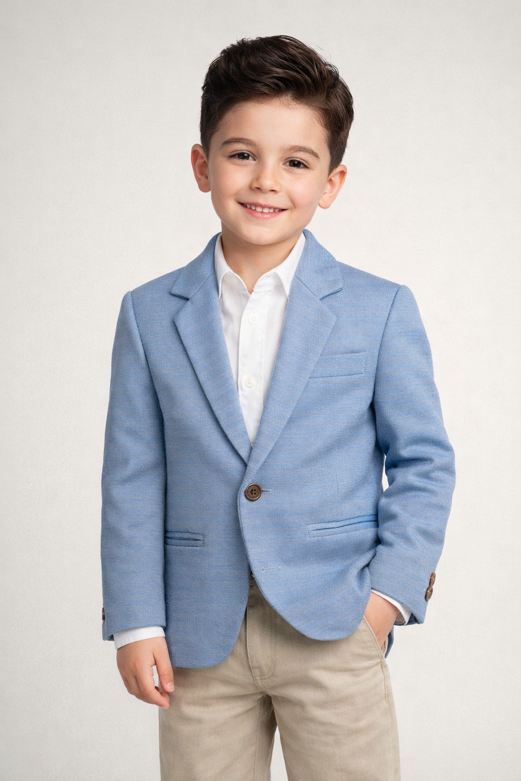 Boys Light Blue Solid Blazer