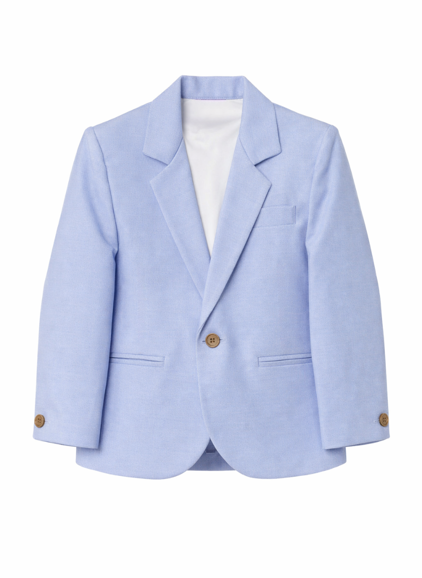 Boys Sky Blue Solid Blazer