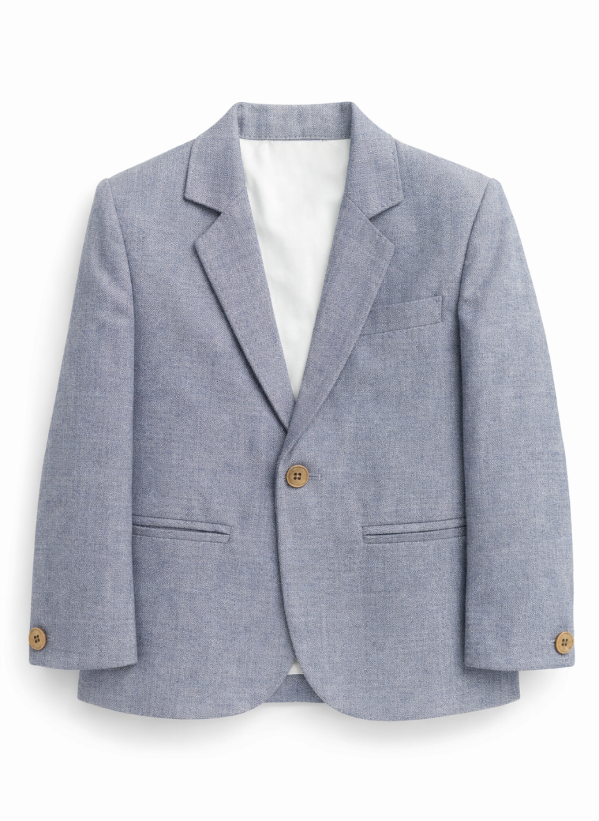 Boys Grey Textured Thin Blazer