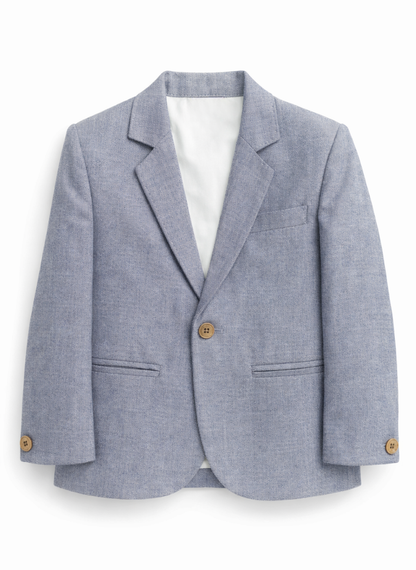 Boys Grey Textured Thin Blazer