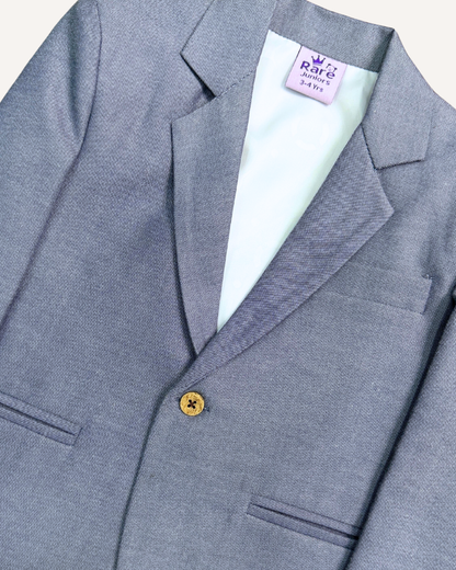 Boys Grey Textured Thin Blazer