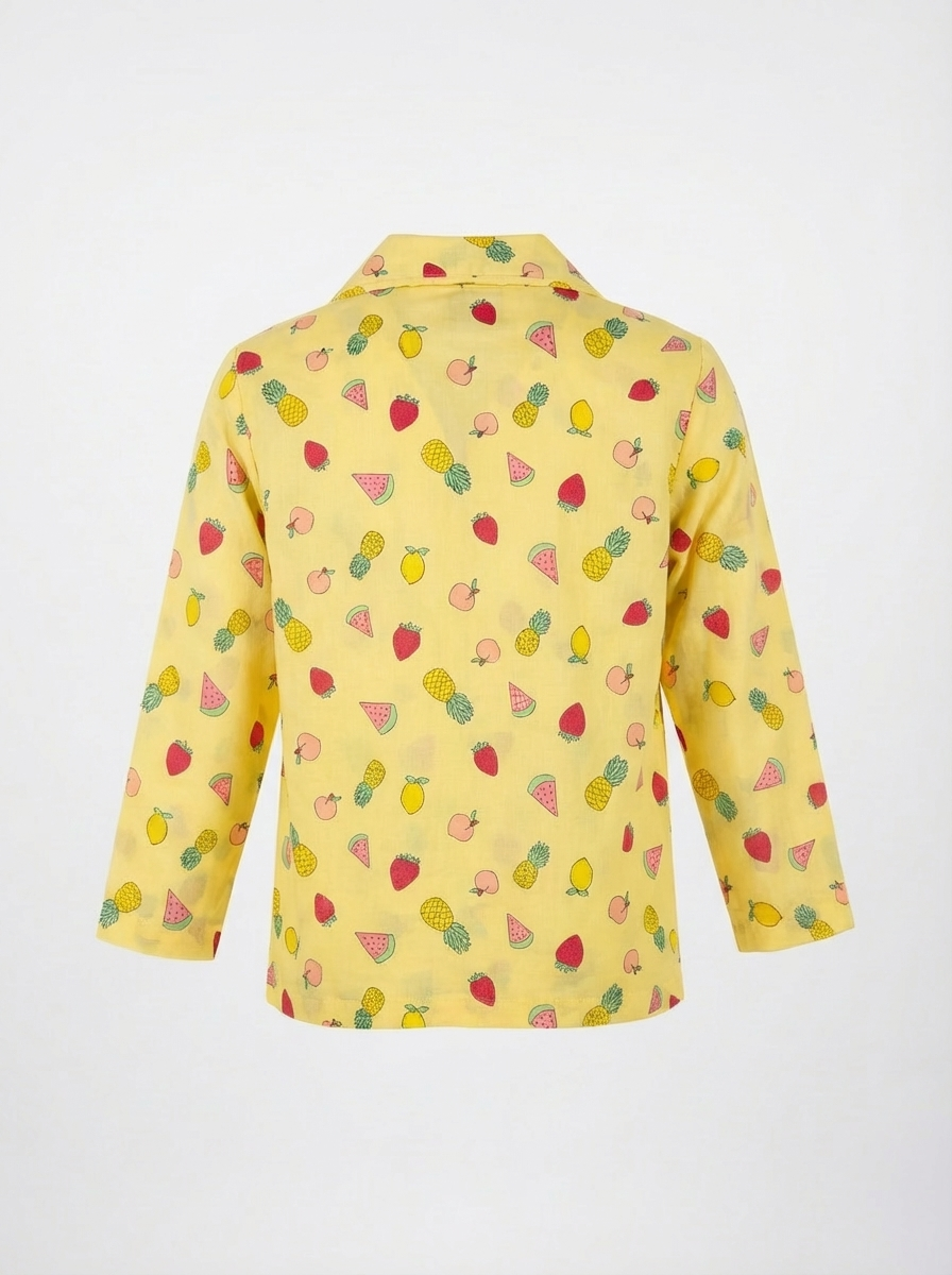 Mixed Fruit Yellow Night Suit - detail