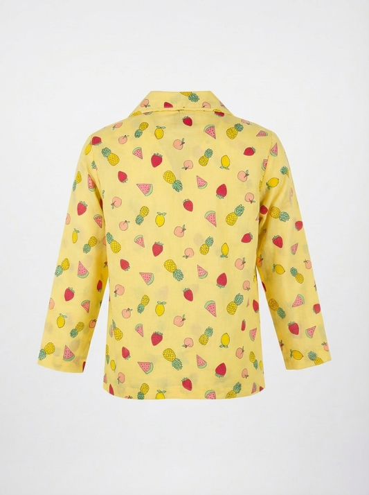 Mixed Fruit Yellow Night Suit - detail