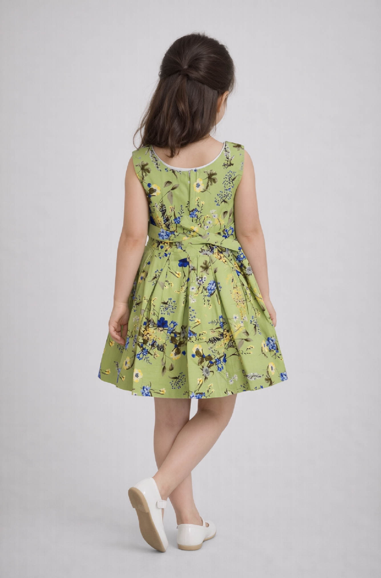 Floral Fit & Flare Dress - Olive Green