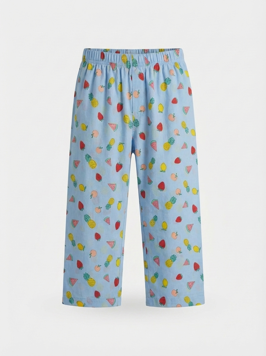Mixed Fruit Print Night Suit - Blue