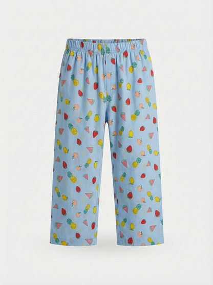 Mixed Fruit Print Night Suit - Blue