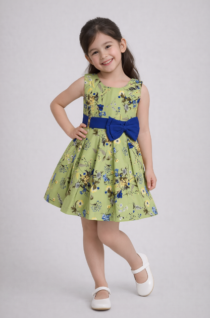 Floral Fit & Flare Dress - Olive Green