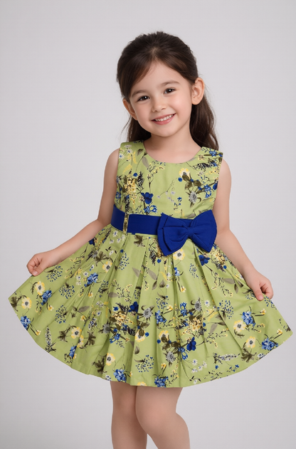 Floral Fit & Flare Dress - Olive Green