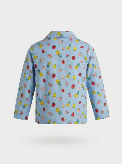 Mixed Fruit Print Night Suit - Blue