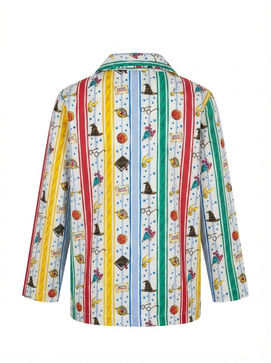 Vertical Stripes & Graphic Print Night Suit - Multi