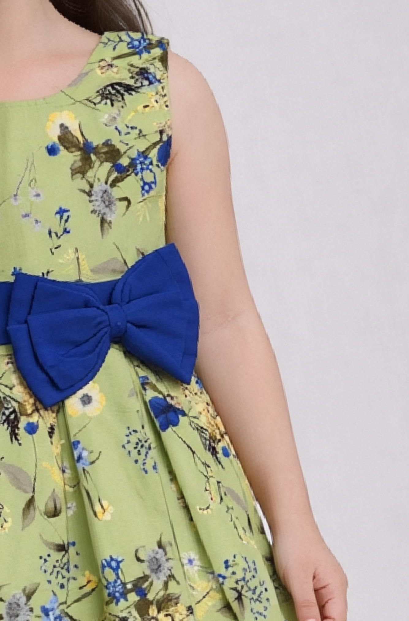 Floral Fit & Flare Dress - Olive Green