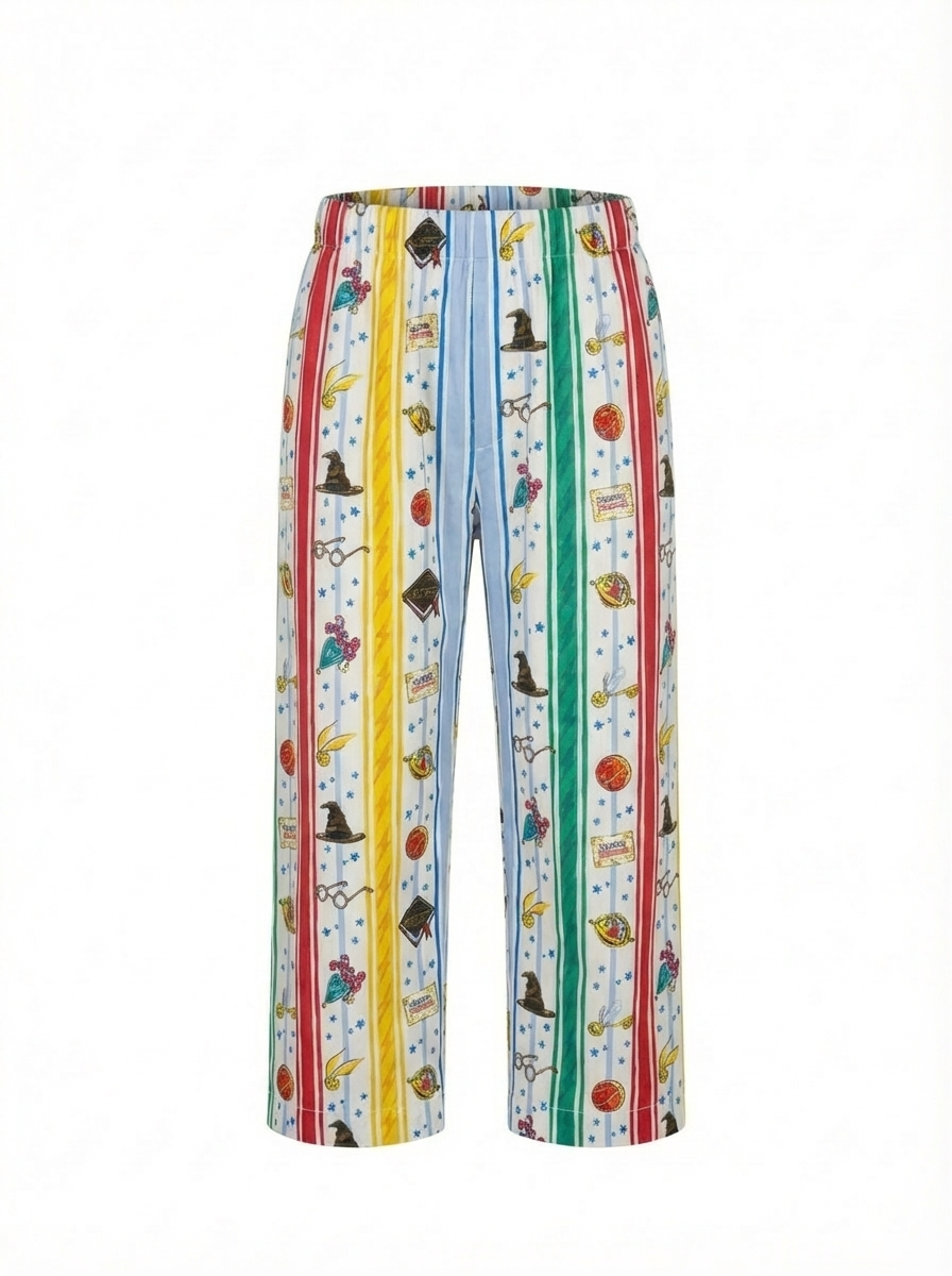 Vertical Stripes & Graphic Print Night Suit - Multi