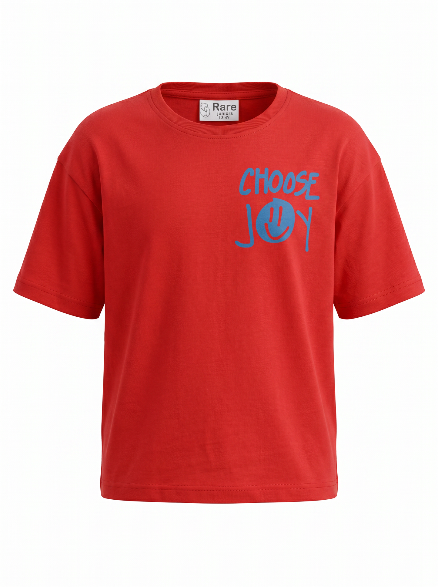 Boys Graphic Printed Drop-Shoulder Cotton T-Shirt - Red