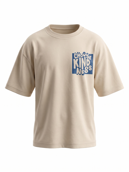 Boys Graphic Printed Drop-Shoulder Cotton T-Shirt - Beige (B)