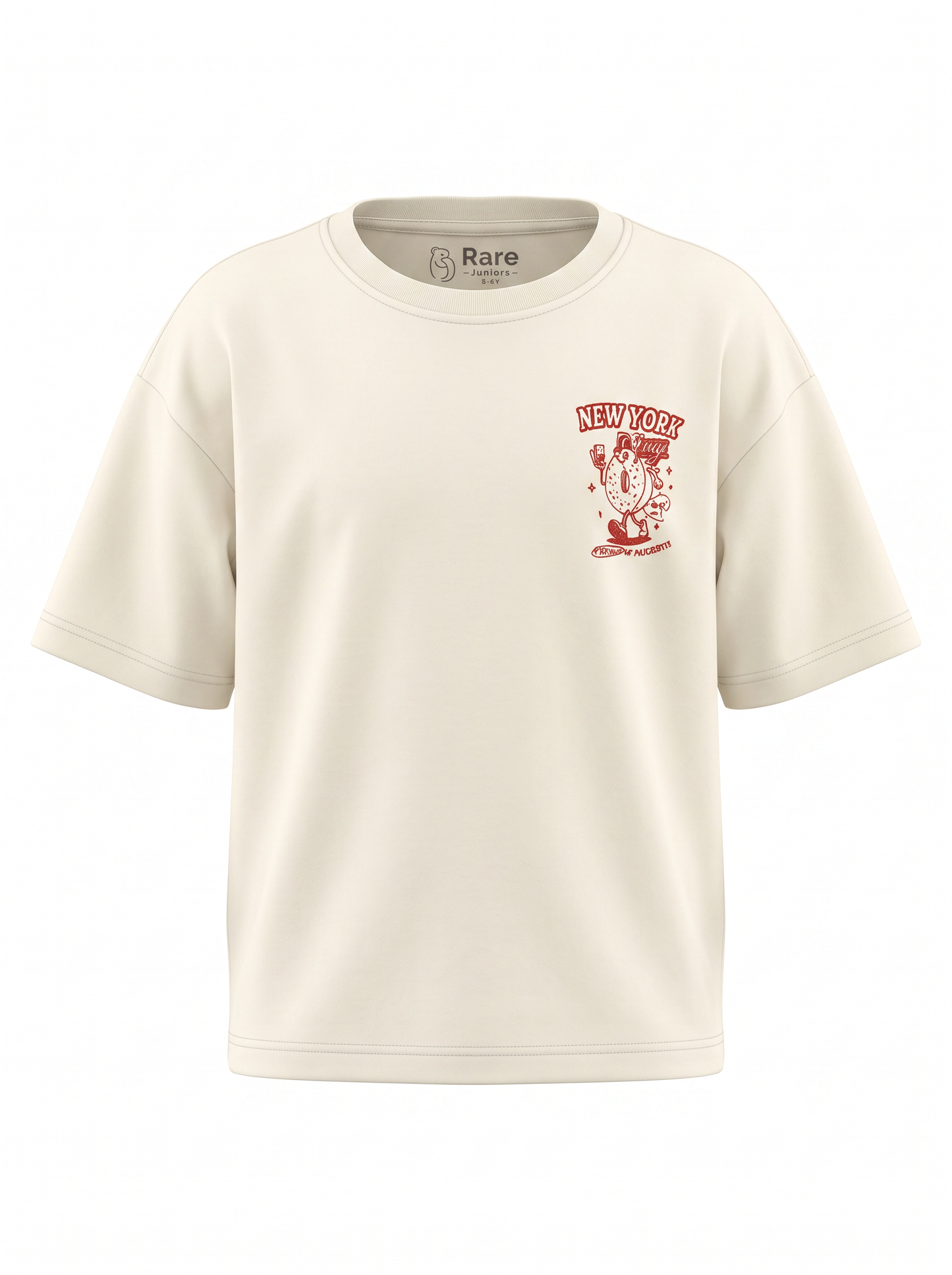 Boys Graphic Back Printed Drop-Shoulder Cotton T-Shirt - Cream