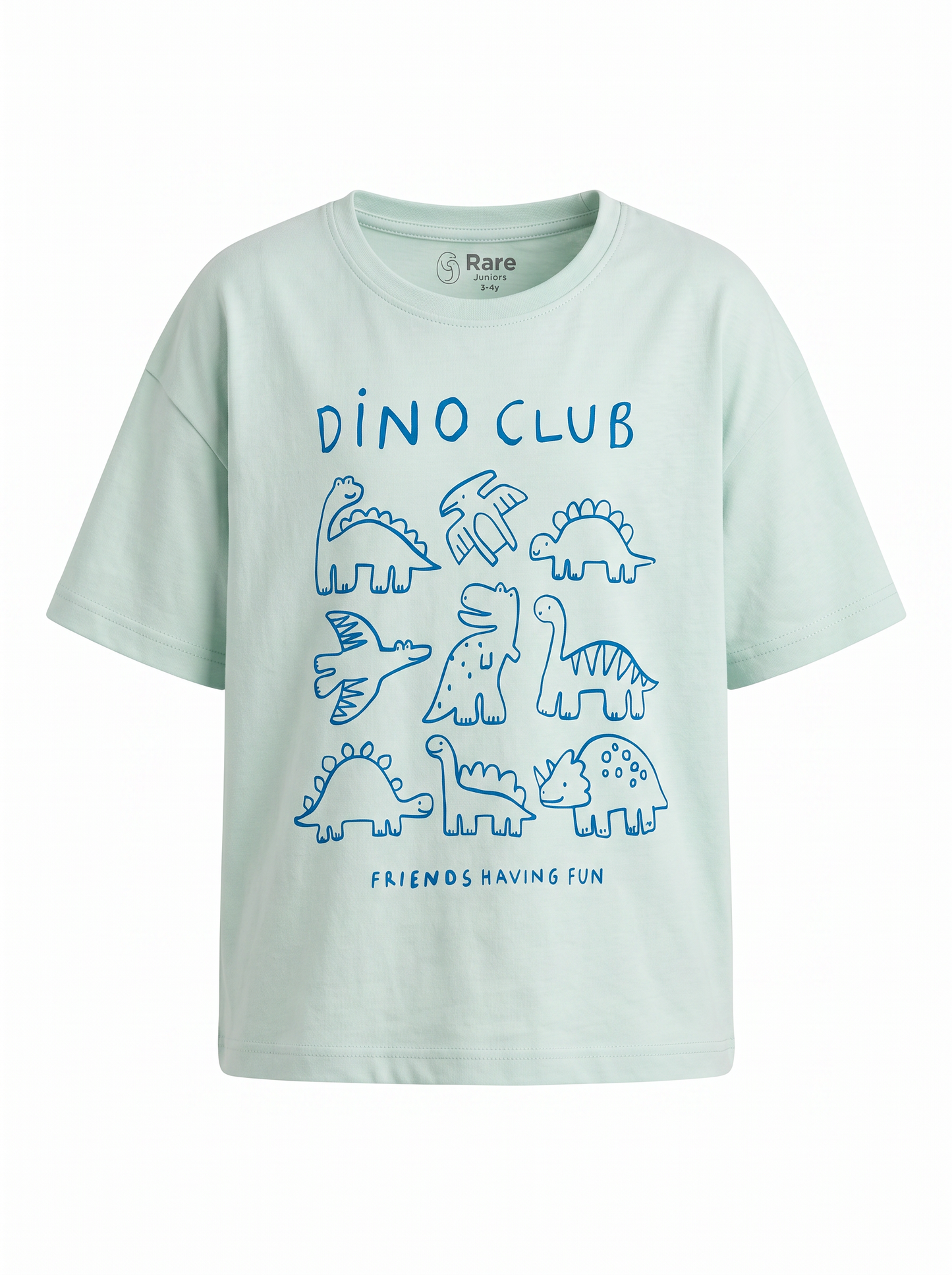 Boys Graphic Printed Drop-Shoulder Cotton T-Shirt - Blue (B)