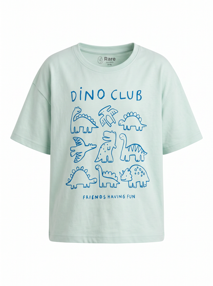 Boys Graphic Printed Drop-Shoulder Cotton T-Shirt - Blue (B)