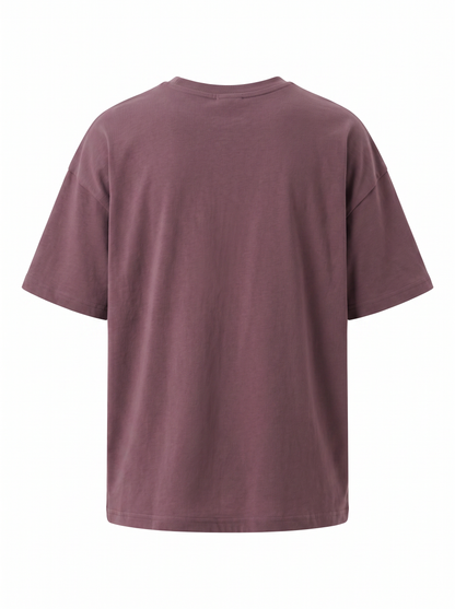 Boys Graphic Printed Drop-Shoulder Cotton T-Shirt - Mauve (A)