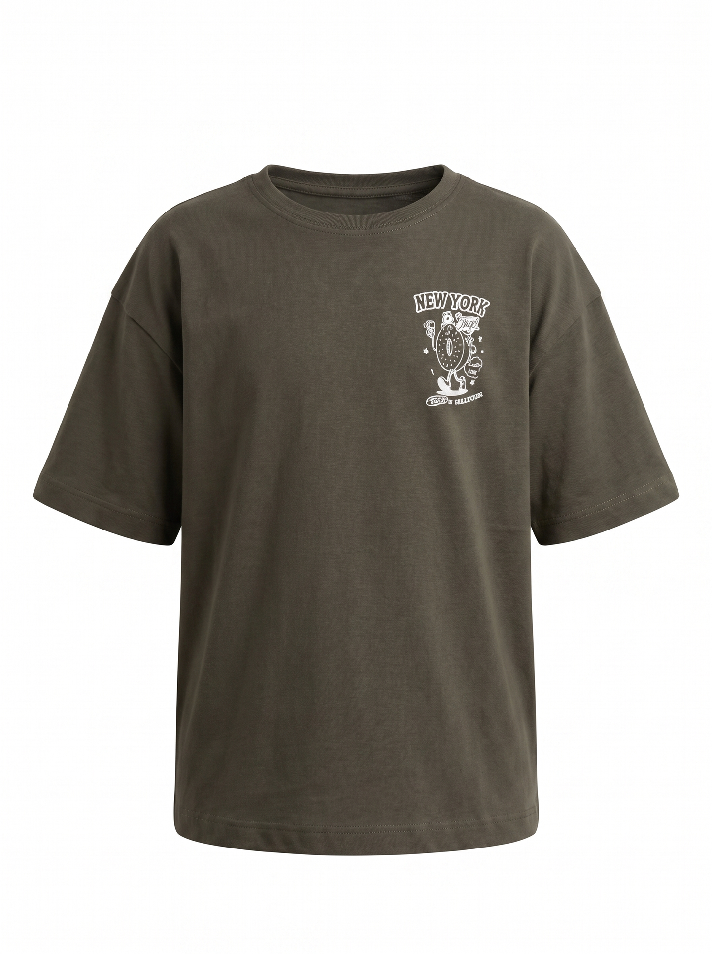 Boys GraphicBack Printed Drop-Shoulder Cotton T-Shirt - Grey