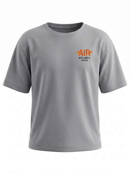 Boys Graphic Back Printed Drop-Shoulder Cotton T-Shirt - Grey