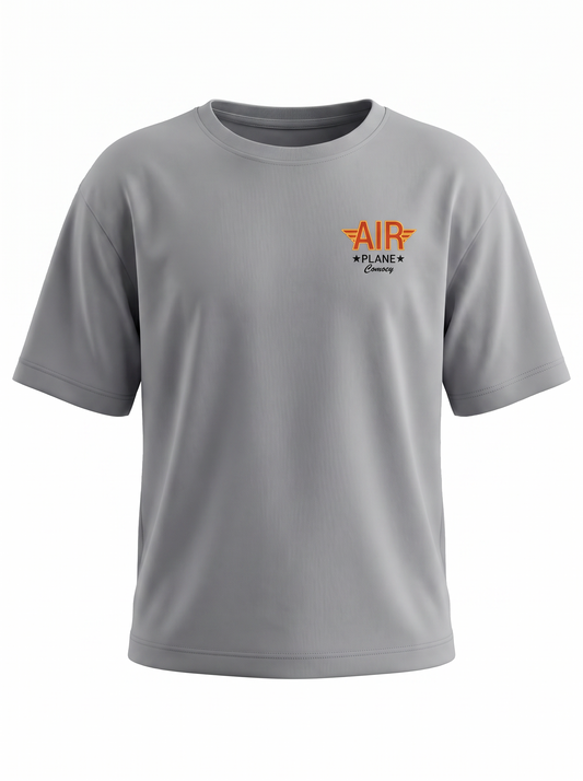 Boys Graphic Back Printed Drop-Shoulder Cotton T-Shirt - Grey
