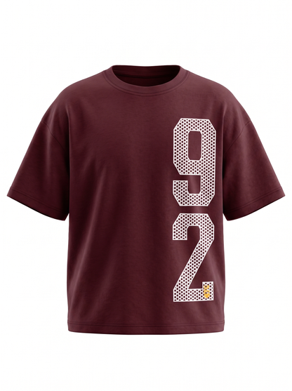 Boys Graphic Printed Drop-Shoulder Cotton T-Shirt - Maroon
