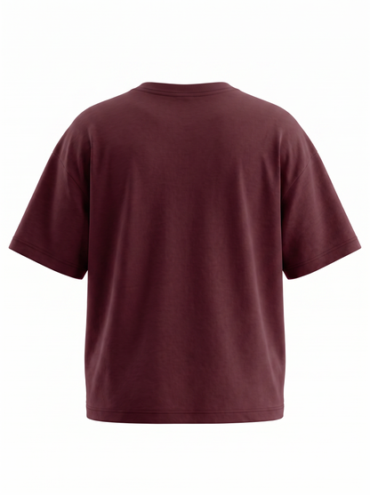 Boys Graphic Printed Drop-Shoulder Cotton T-Shirt - Maroon