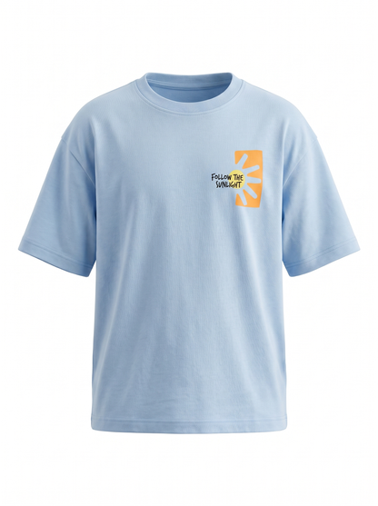 Boys Graphic Printed Drop-Shoulder Cotton T-Shirt - Light Blue