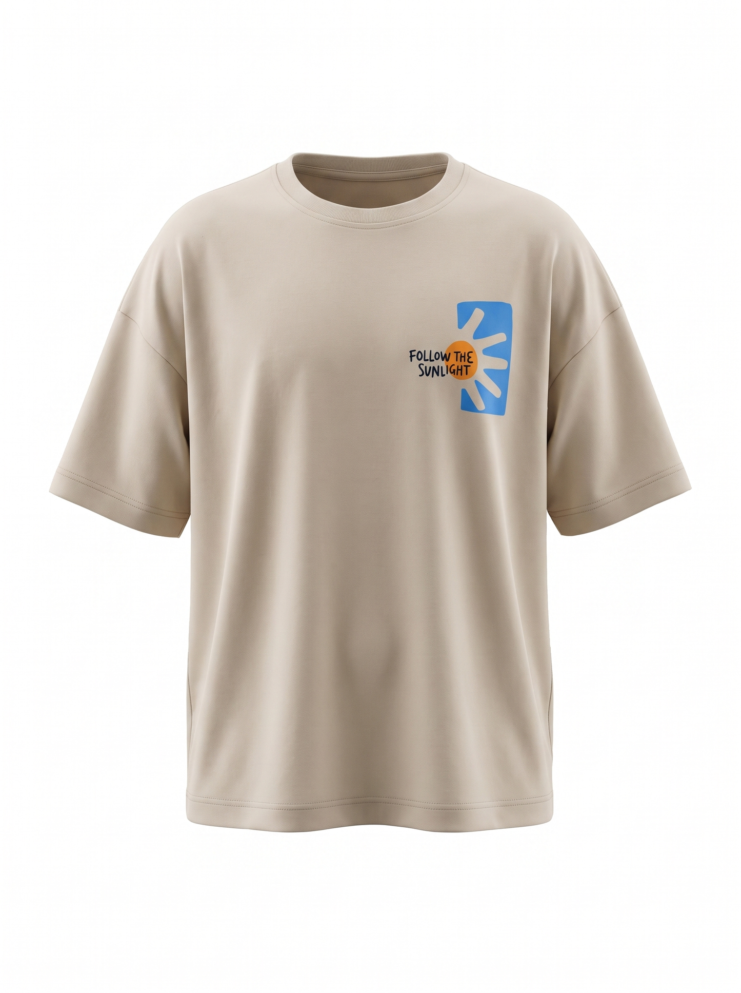 Boys Graphic Printed Drop-Shoulder Cotton T-Shirt - Beige (A)