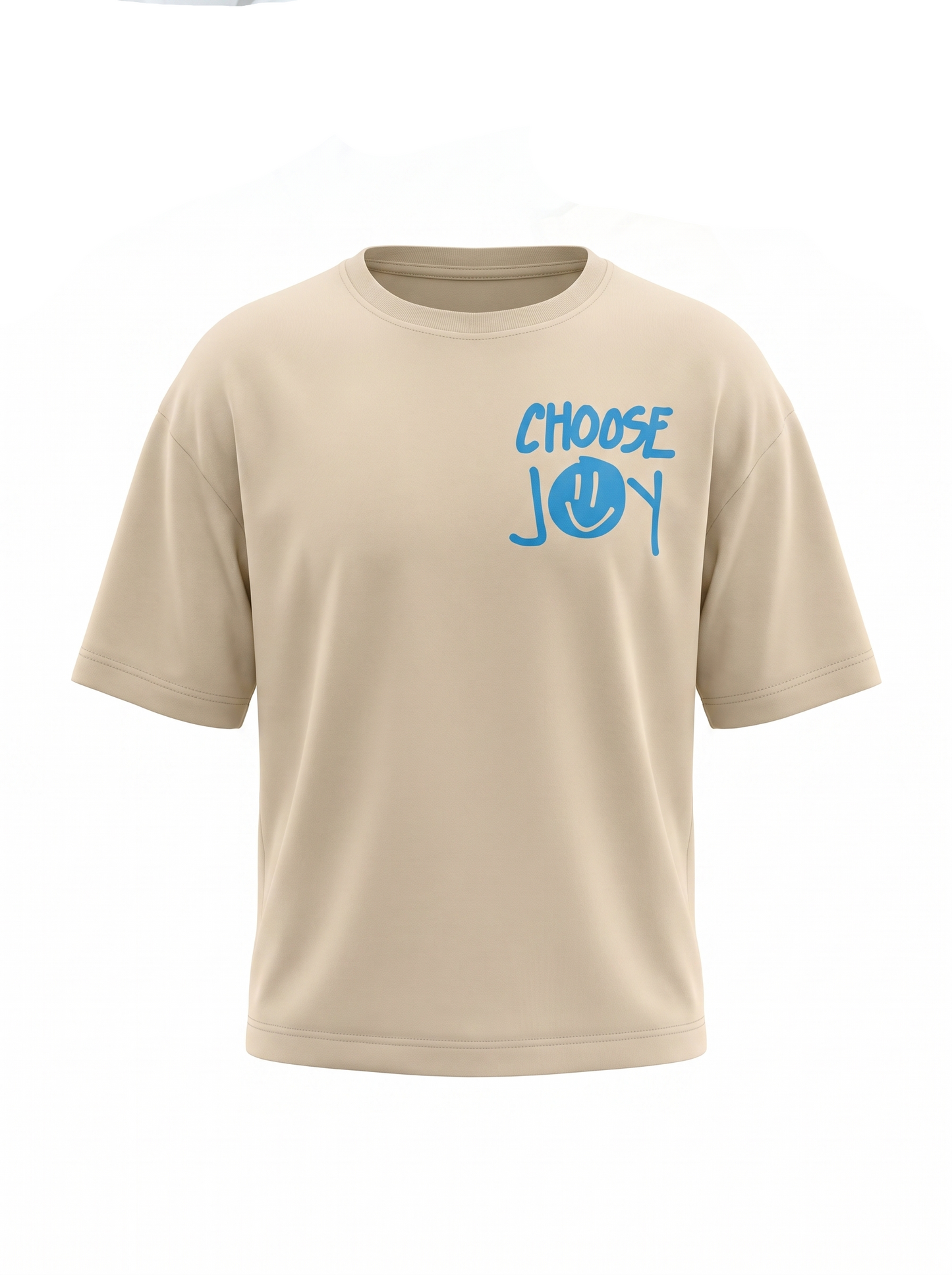 Boys Graphic Printed Drop-Shoulder Sleeves T-Shirt - Beige