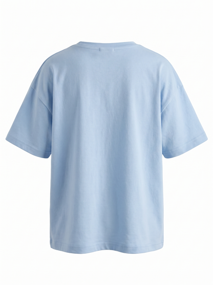 Boys Graphic Printed Drop-Shoulder Cotton T-Shirt - Light Blue