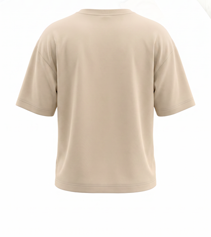 Boys Graphic Printed Drop-Shoulder Sleeves T-Shirt - Beige
