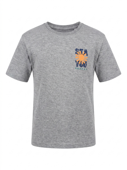 Boys Graphic Printed Drop-Shoulder Cotton T-Shirt - Grey