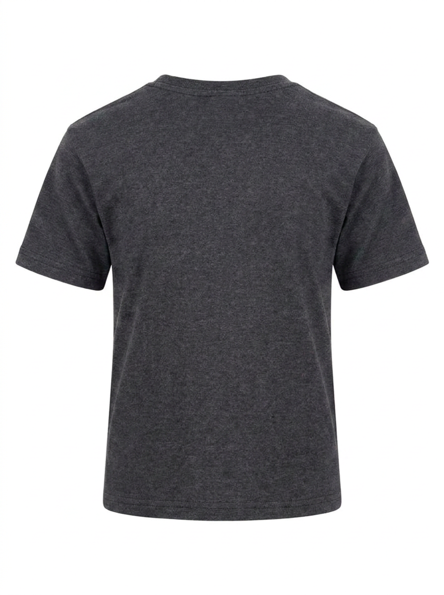 Boys Graphic Printed Drop-Shoulder Cotton T-Shirt - Charcoal Grey