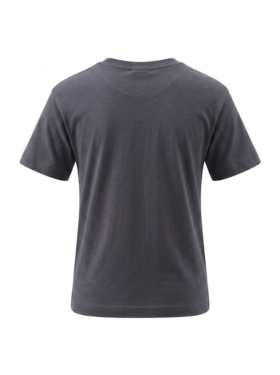 Boys Graphic Printed Drop-Shoulder Cotton T-Shirt - Dark Grey