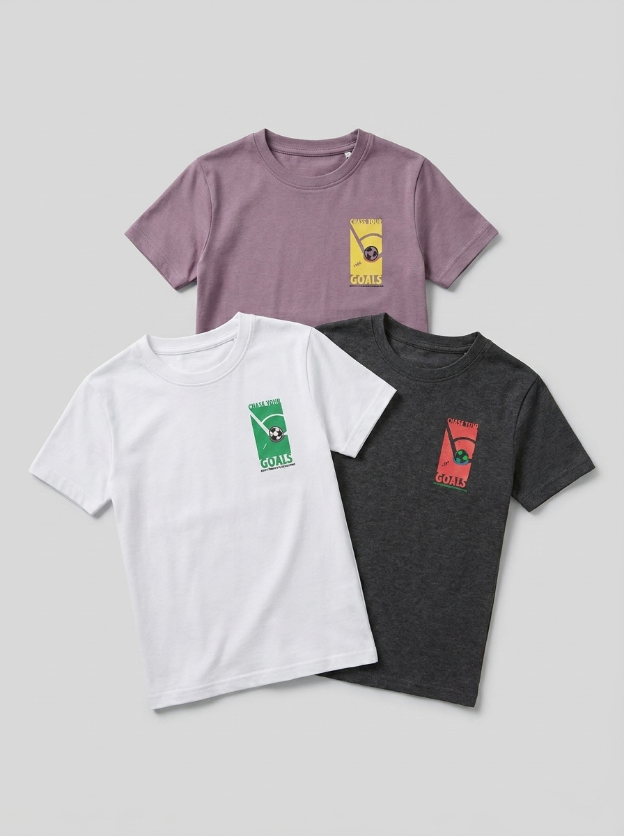 Boys Tee Pack of 3 — Chase Your Goals | 3 for ₹999